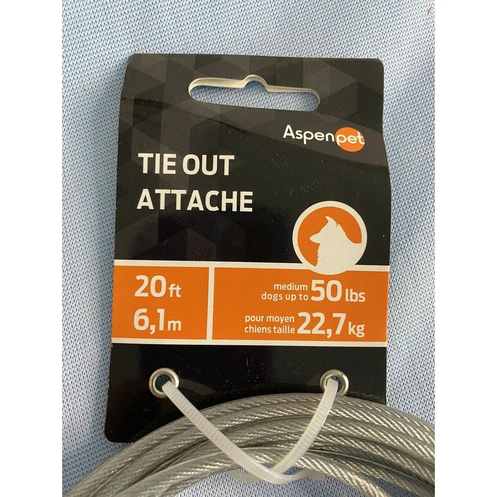 Petmate 1700-Pound Break Strength Tieout Cable, 20 - Feet Silver